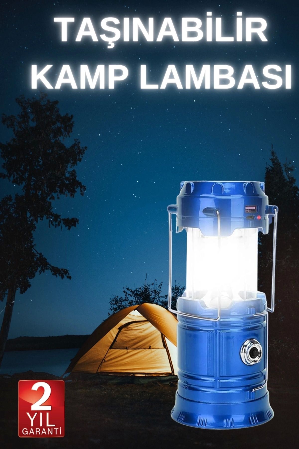 Heez Büyük Boy Güneş Enerjili Kamp Feneri Işıldak Lamba USB Şarjlı