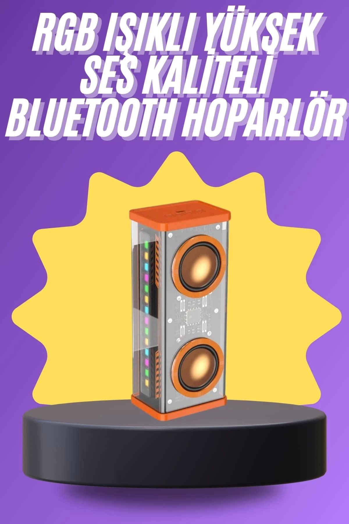 hayalimsah Yüksek Ses Kaliteli Kablosuz 5.0 Bluetooth Hoparlör RGB Işıklı