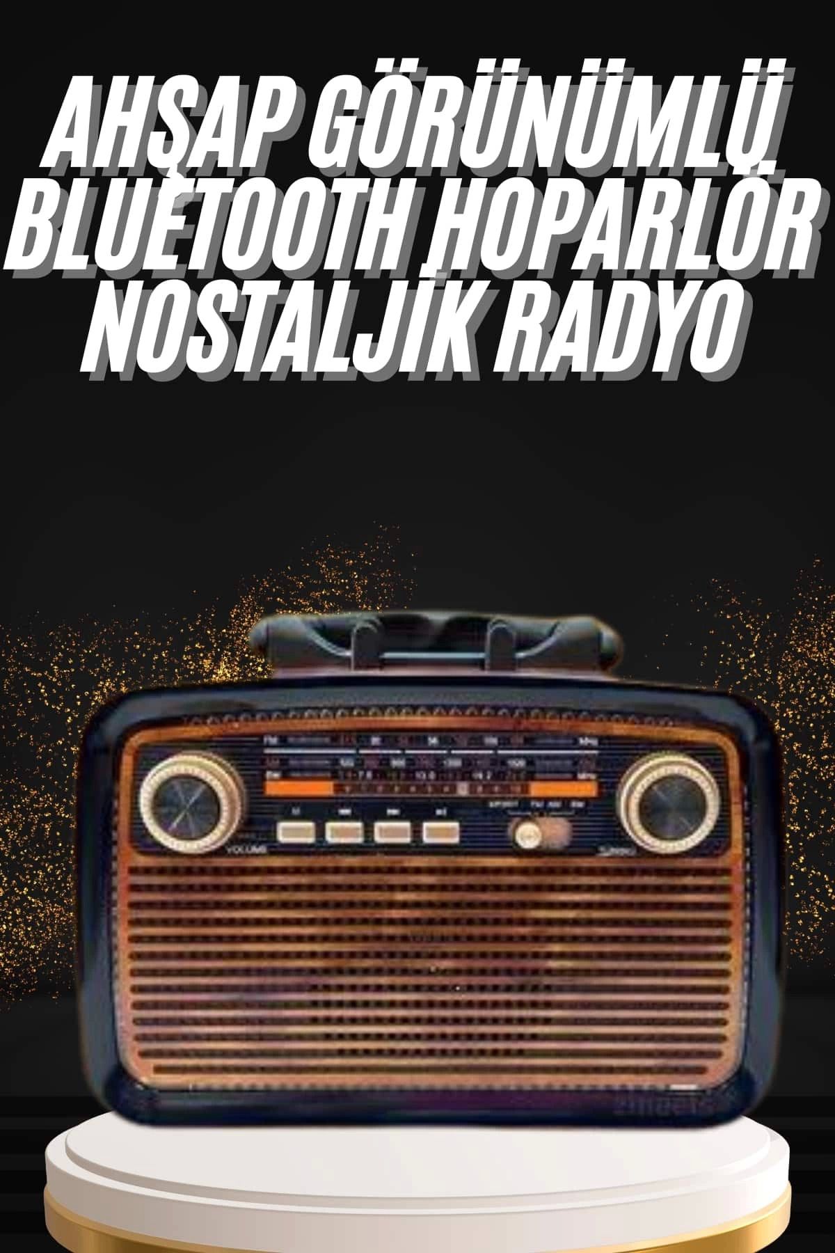 hayalimsah Nostaljik Görünümlü Ahşap Radyo TF SD USB Girişli Led Fener Işıklı