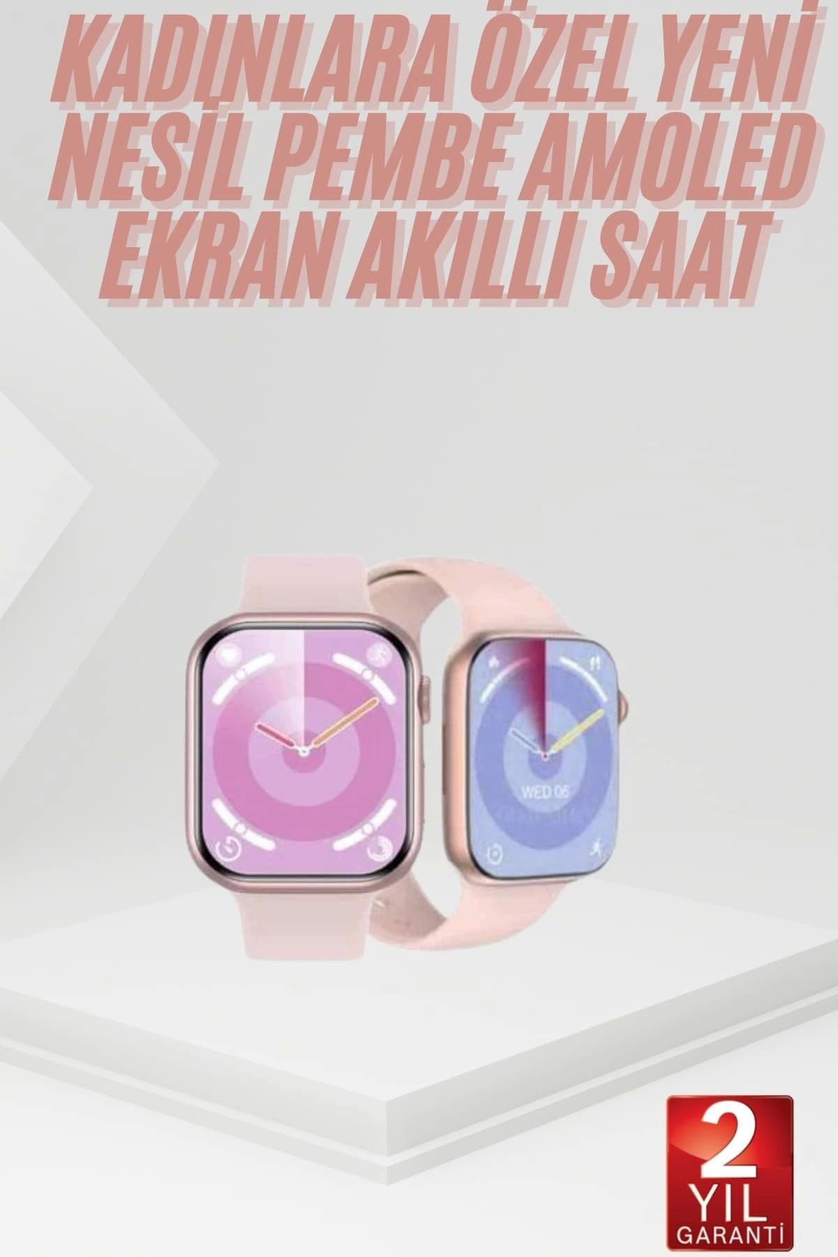 MELFSHOP Pembe Akıllı Saat 49mm iOS & Android Uyumlu Arama Özellikli