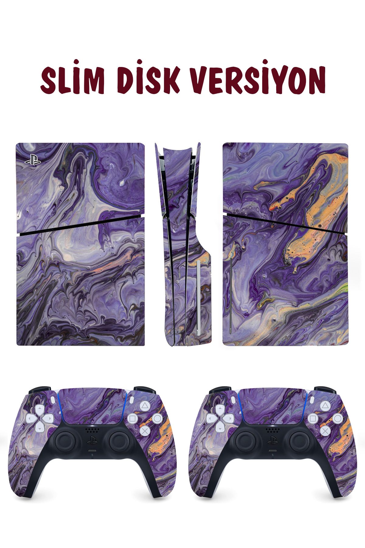 KT Decor Gold Mor Mermer Playstation 5 Full Sticker Kaplama Seti