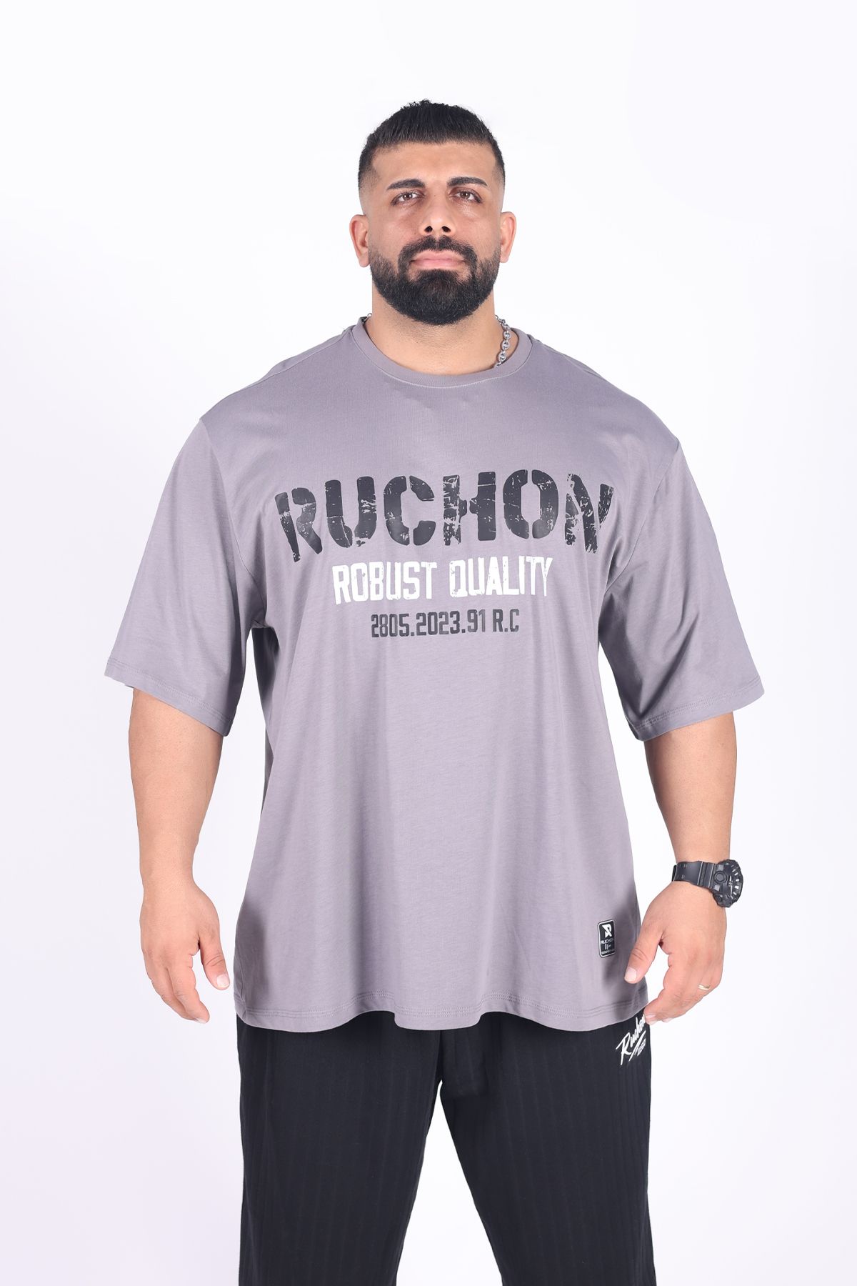 RUCHON NUTRITION Ruchon Sports Büyük Beden Erkek Spor Tişört | Robust Quality 2805 | Oversize Pamuklu | Bigsize