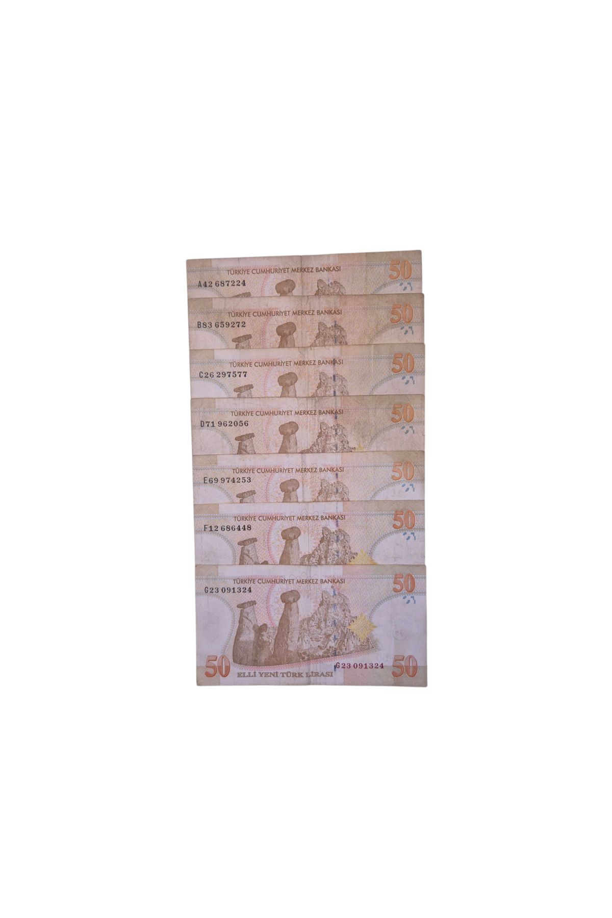 Koleksiyon 8.EMİSYON 50 YTL HARF TAKIMI(ABCDEFG)