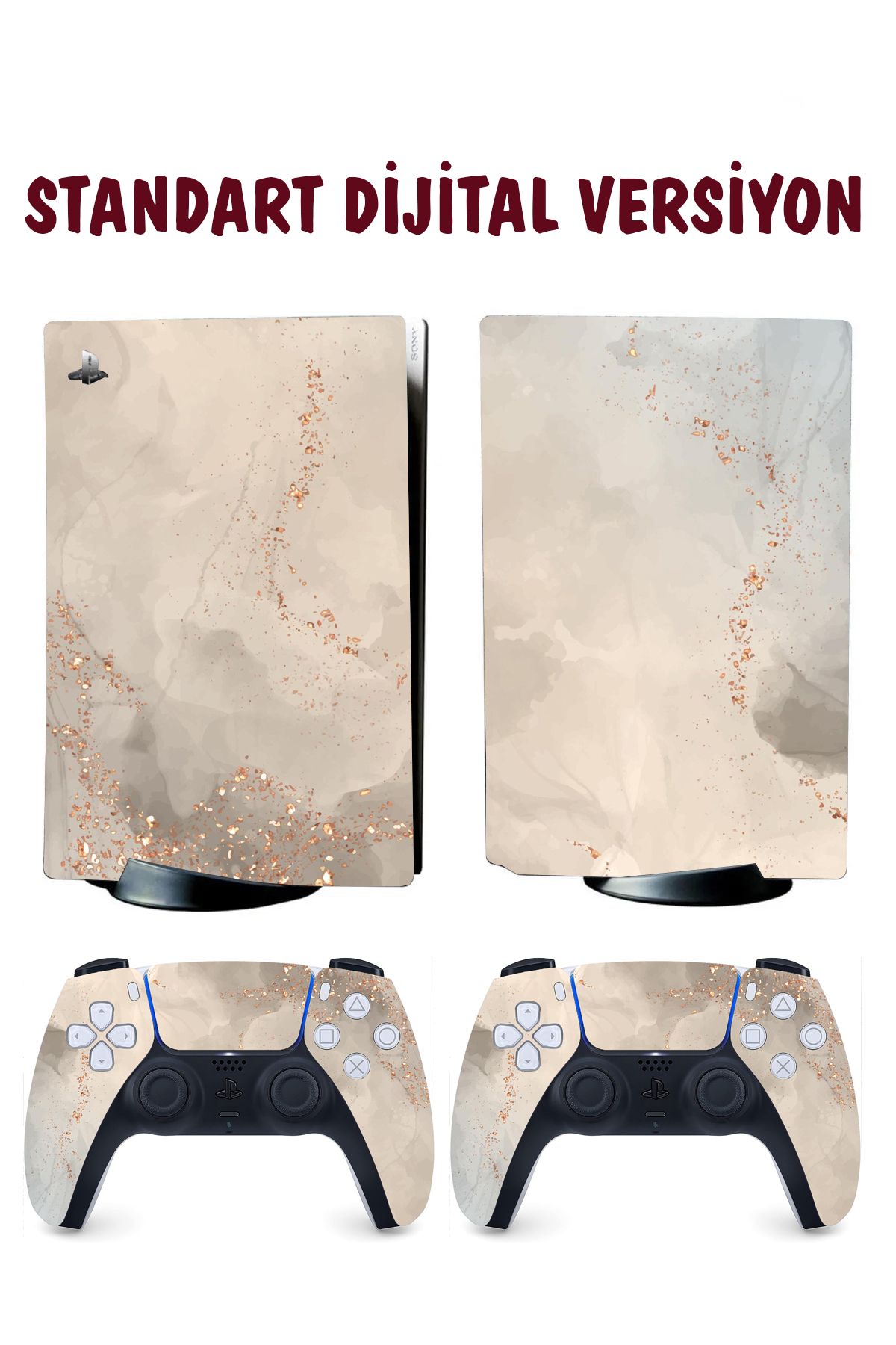 KT Decor Elegant Soft Mermer Playstation 5 Full Sticker Kaplama Seti