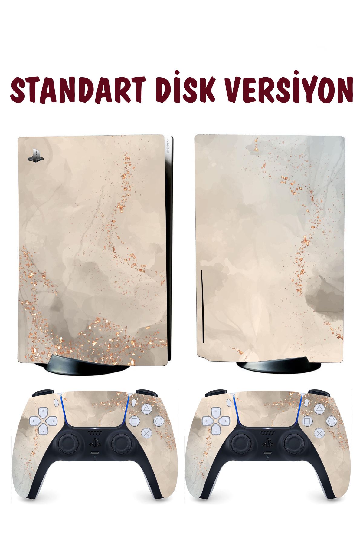 KT Decor Elegant Soft Mermer Playstation 5 Full Sticker Kaplama Seti