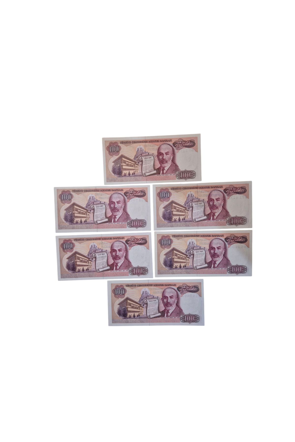 Koleksiyon 7.EMİSYON 100 LİRA HARF TAKIMI (ABCDEF) ÇİL