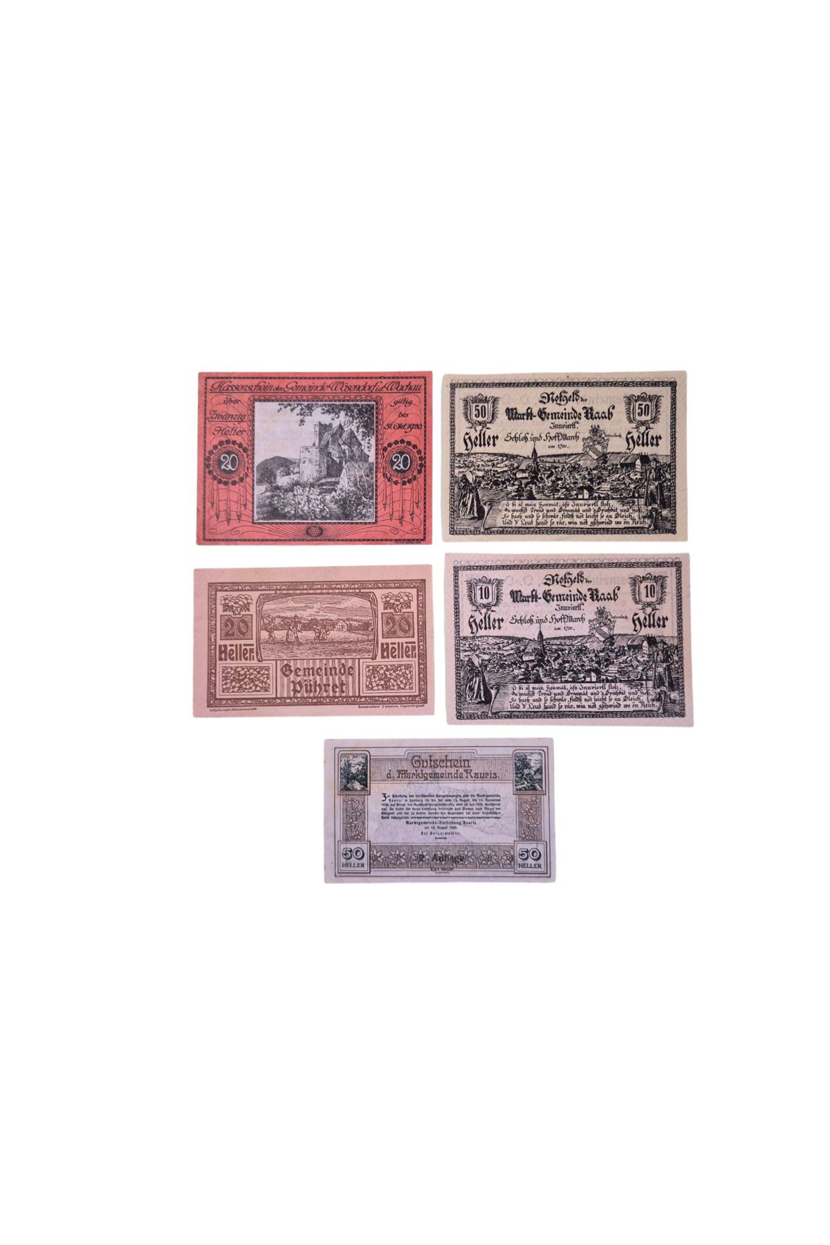 Koleksiyon AVUSTURYA NOTGELD 5 FARKLI YABANCI KAĞIT PARA
