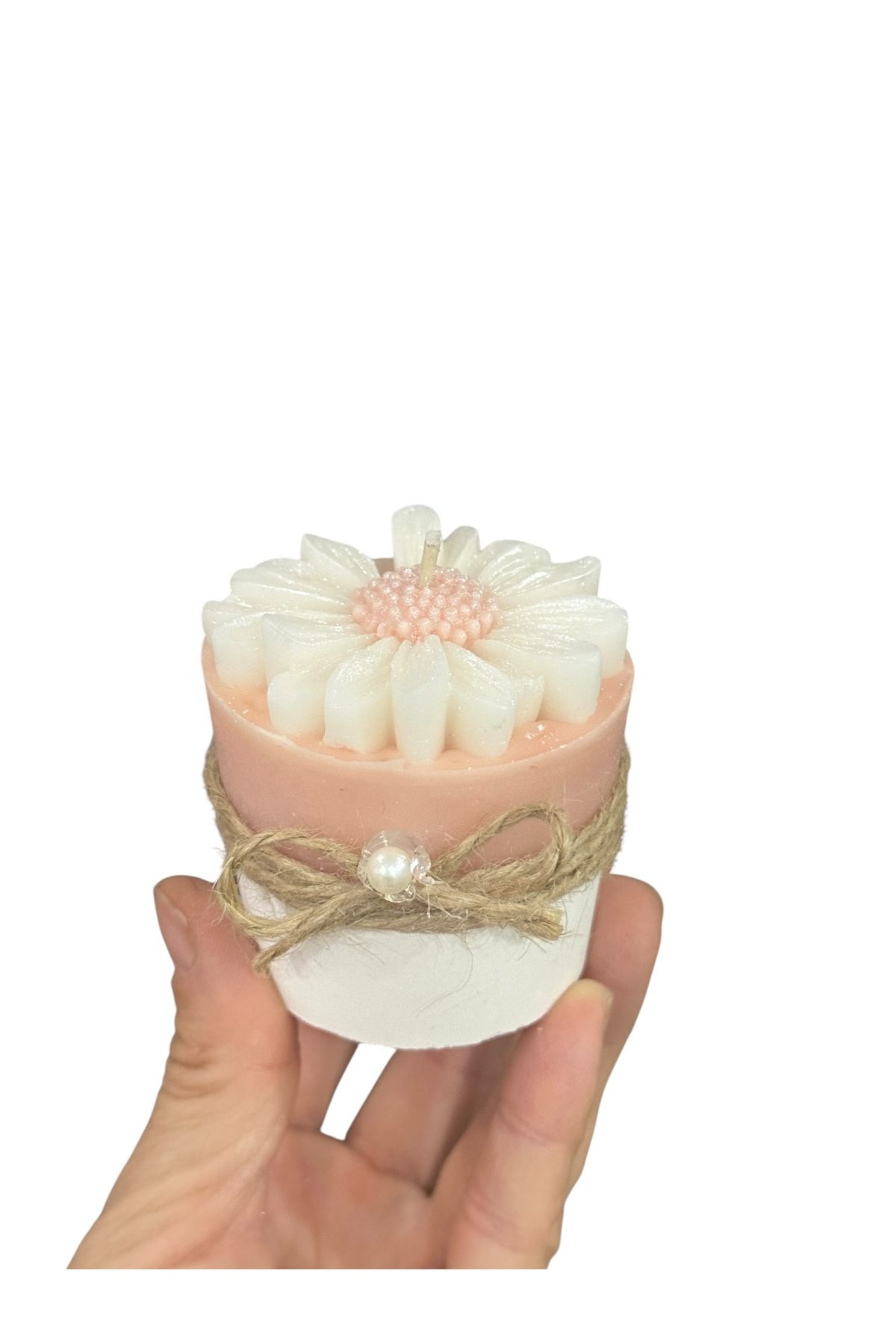 magnocandles Kahve yanı sunumluk 2adet ve hediyelik papatya mum 6x6 cm