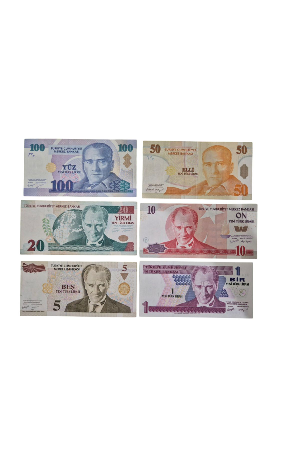 Koleksiyon 8.EMİSYON YENİ TÜRK LİRASI TAM SET(1-5-10-20-50-100)