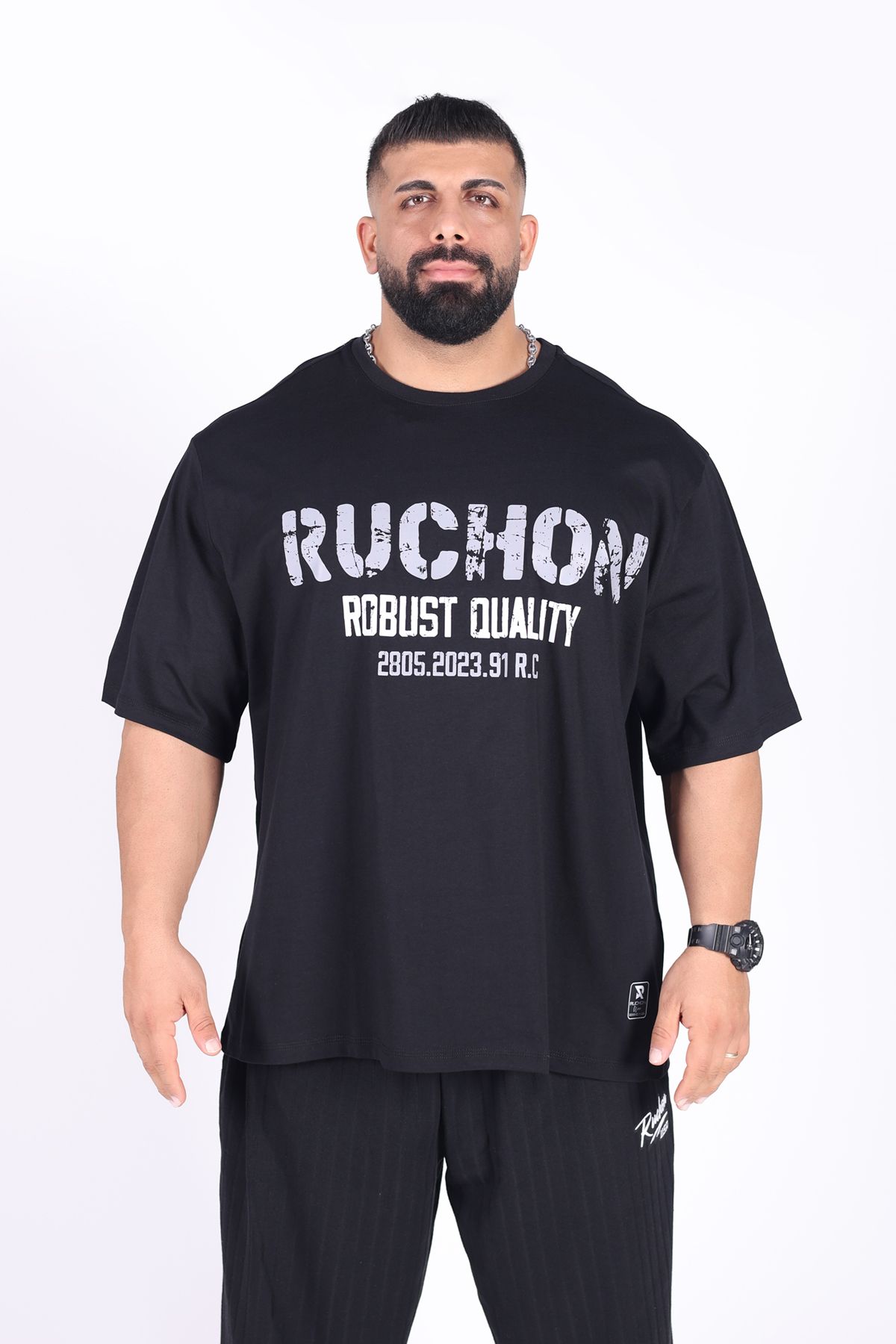 RUCHON NUTRITION Ruchon Sports Büyük Beden Erkek Spor Tişört | Robust Quality 2805 | Oversize Pamuklu | Bigsize