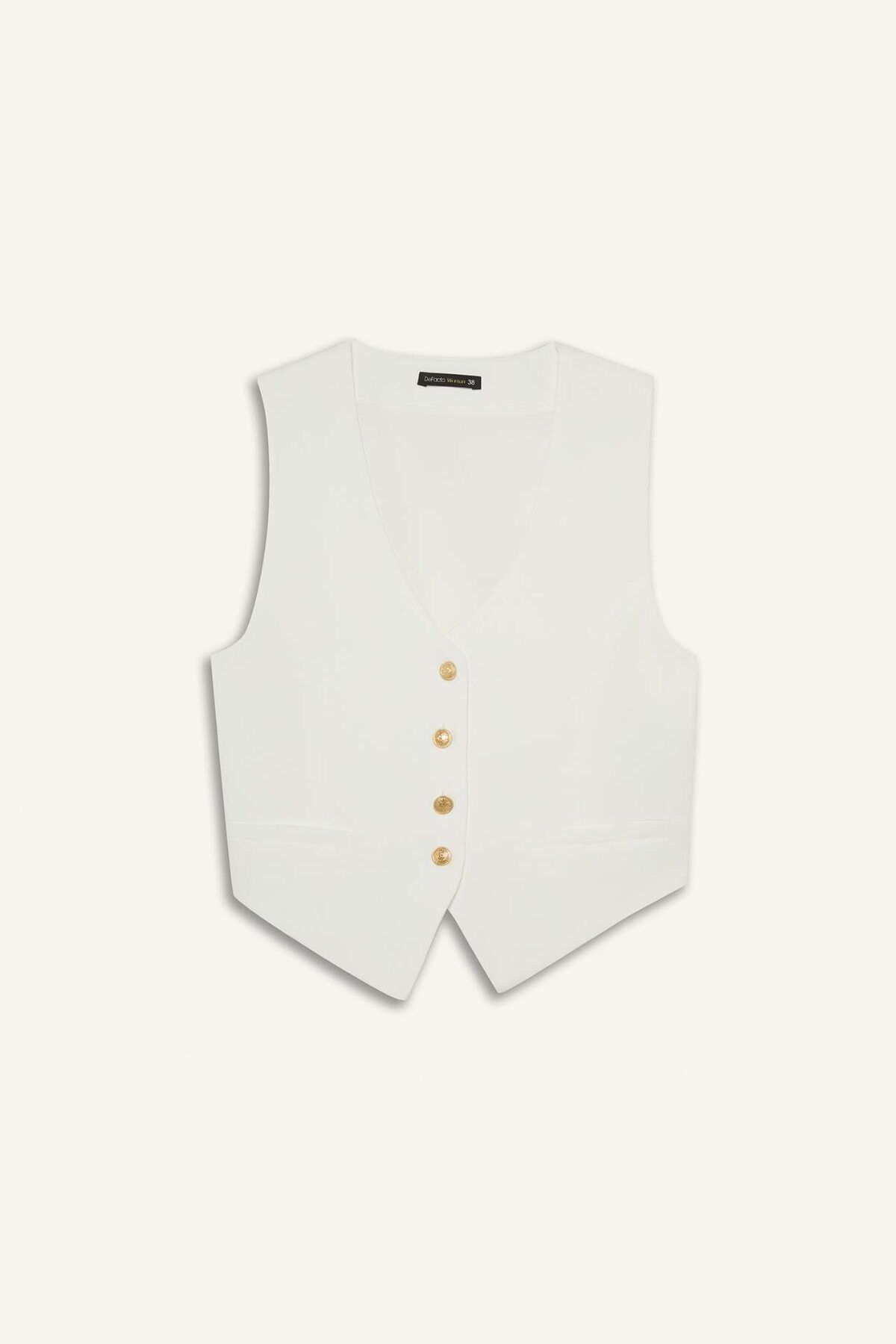 DeFacto Crop V Yaka Keten Karışımlı Blazer Siyah Yelek C7798AX25SM