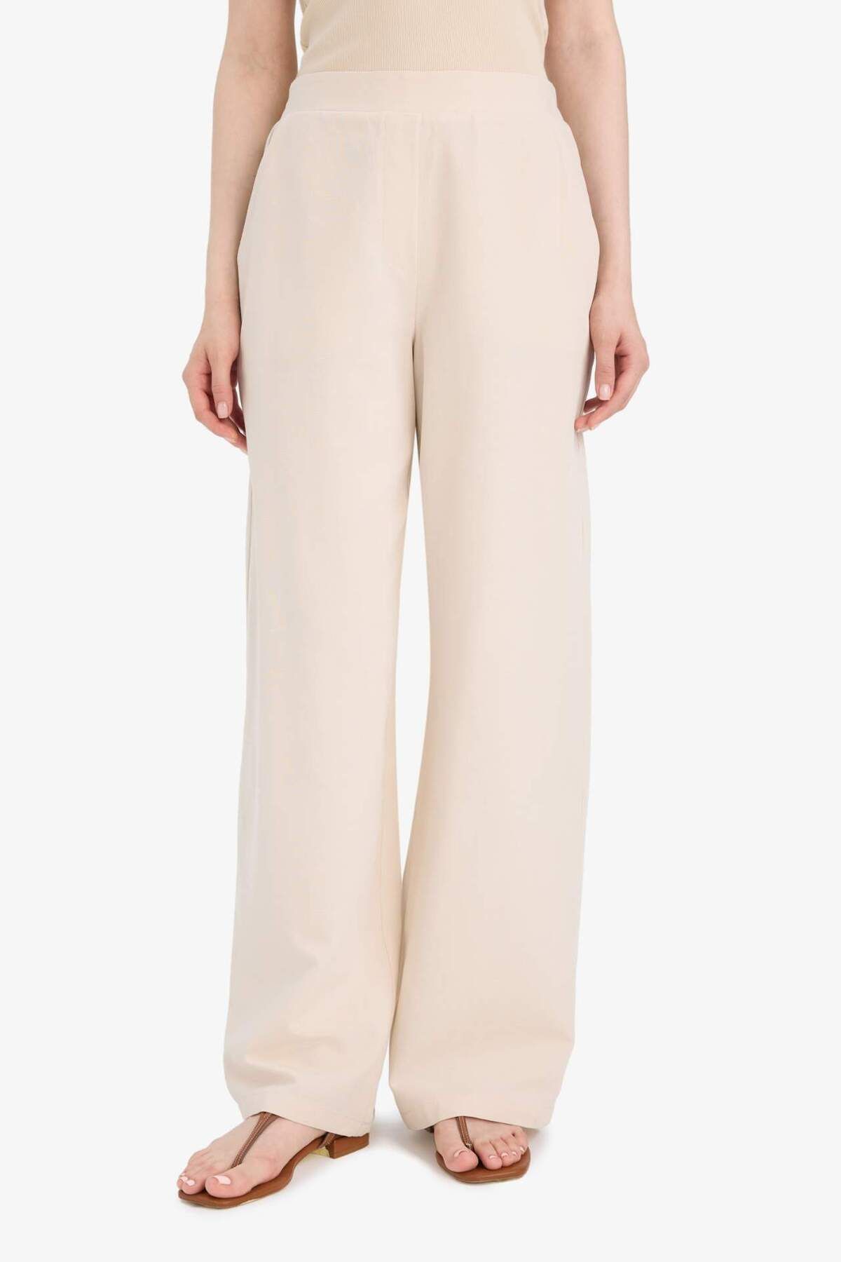 DeFacto Keten Karışımlı Wide Leg Geniş Paça Flamlı Pantolon F1395AX25SM