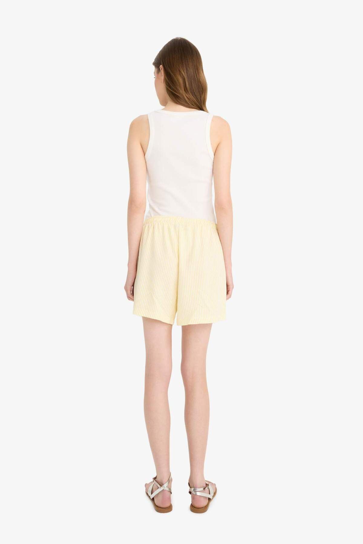 DeFacto-Coool A-Line Regular Waist Straight Leg Linen Blend Shorts F2543Ax25Sm 7