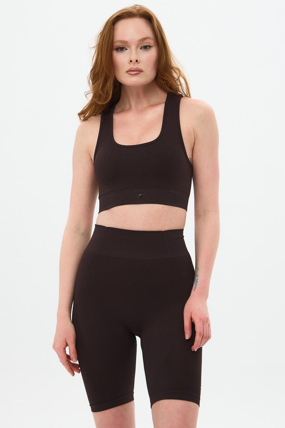 Oishii Sakura Çift Kat Spor Bra Kahve