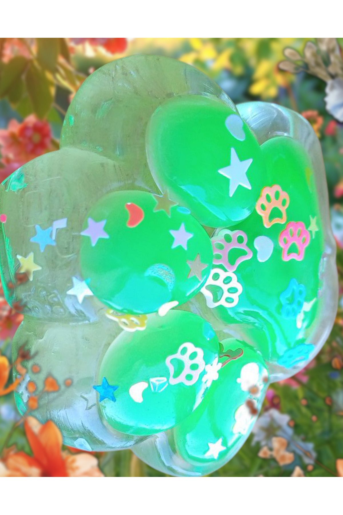 OYUNCAKSAHİLİ Fufu Squishy Kedi Patisi Rengarenk Yanar Söner ışıklı Sukuşi Oyuncak Pati Esnek Skuşi Green