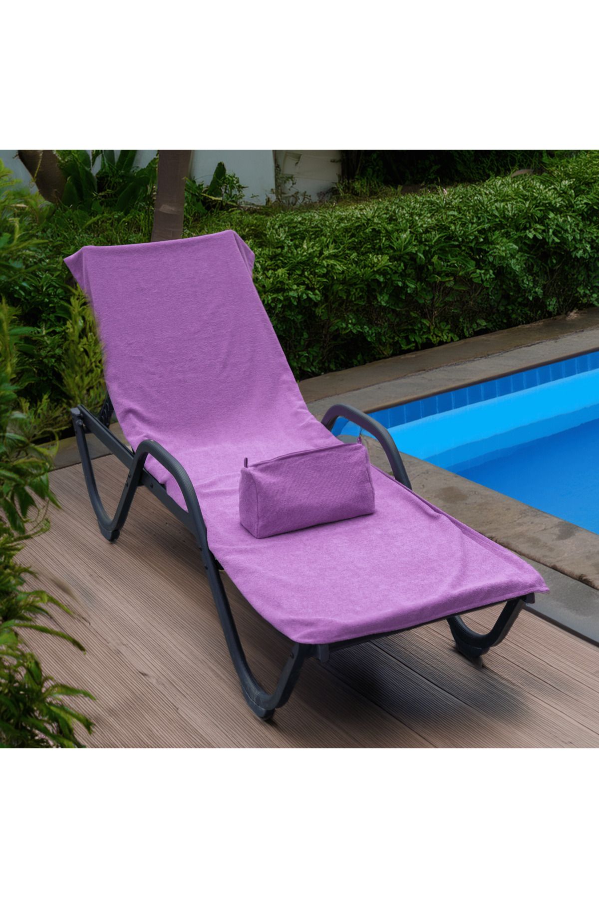 Miespiga %100 Pamuk Şezlong Havlusu ve Suya Dayanıklı Organizer Çanta İkili Set