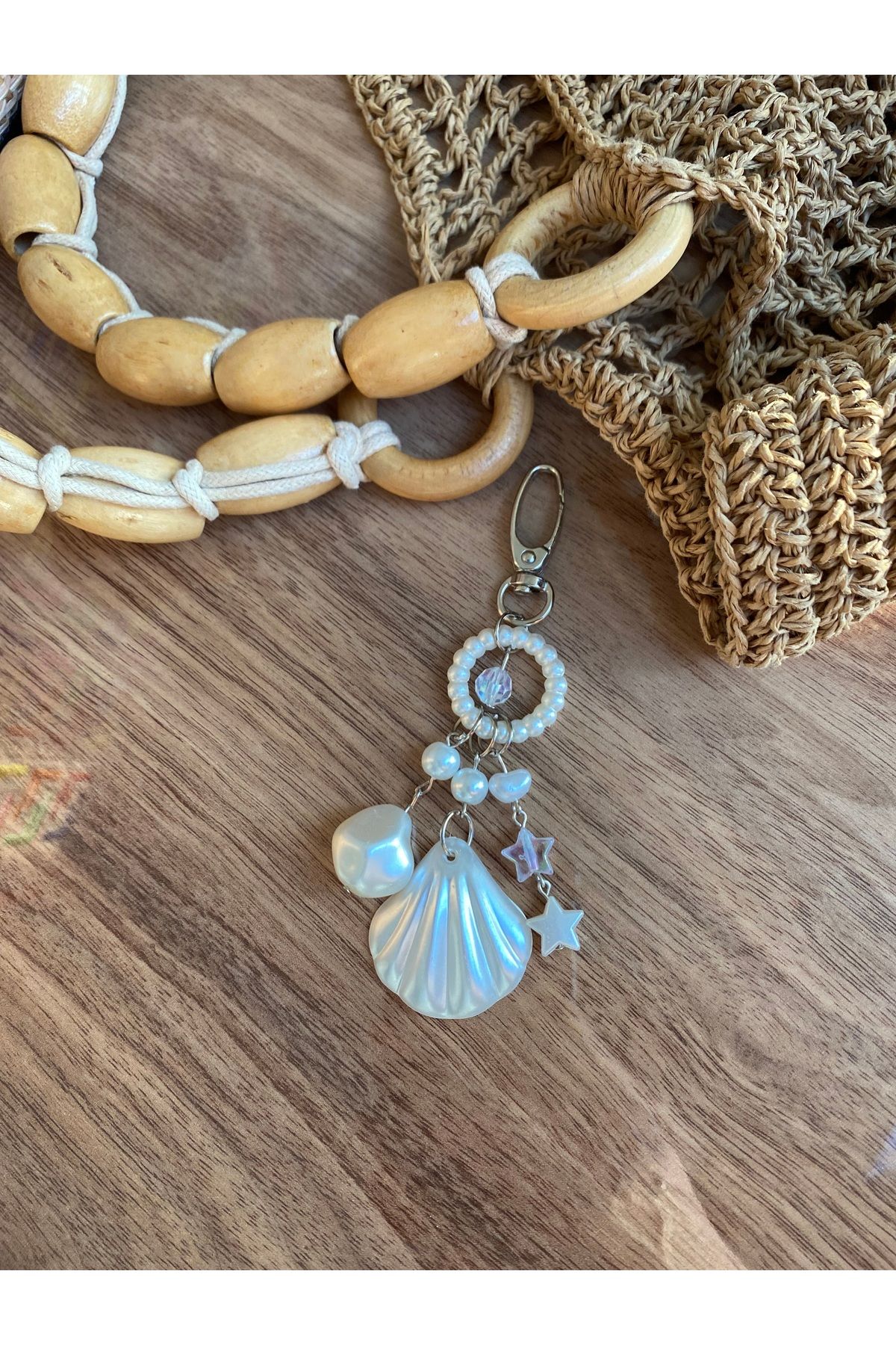 Pinky Lady-Sea Themed Pearl Bag Charm Summer Beach Bag Charm 3