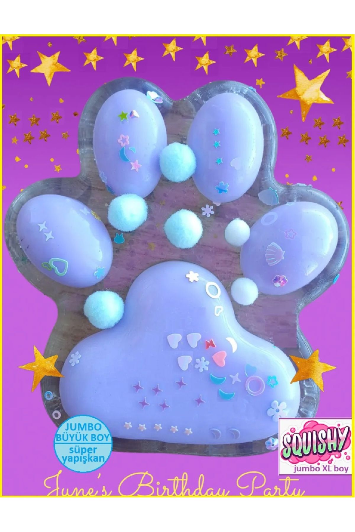 OYUNCAKSAHİLİ Fufu Squishy Jumbo XL Kedi Patisi Sukuşi Oyuncak Pati Skuşi Mor Büyük Boy Ultra Yapışkan