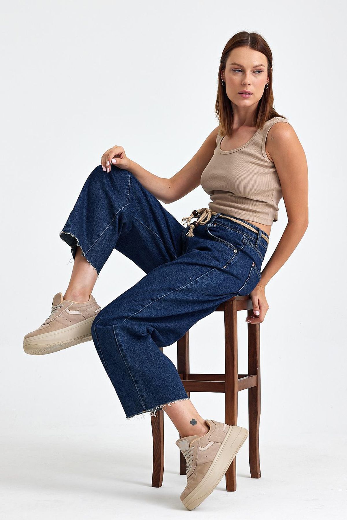 Jijass Jeans Kemerli Kot Pantolon