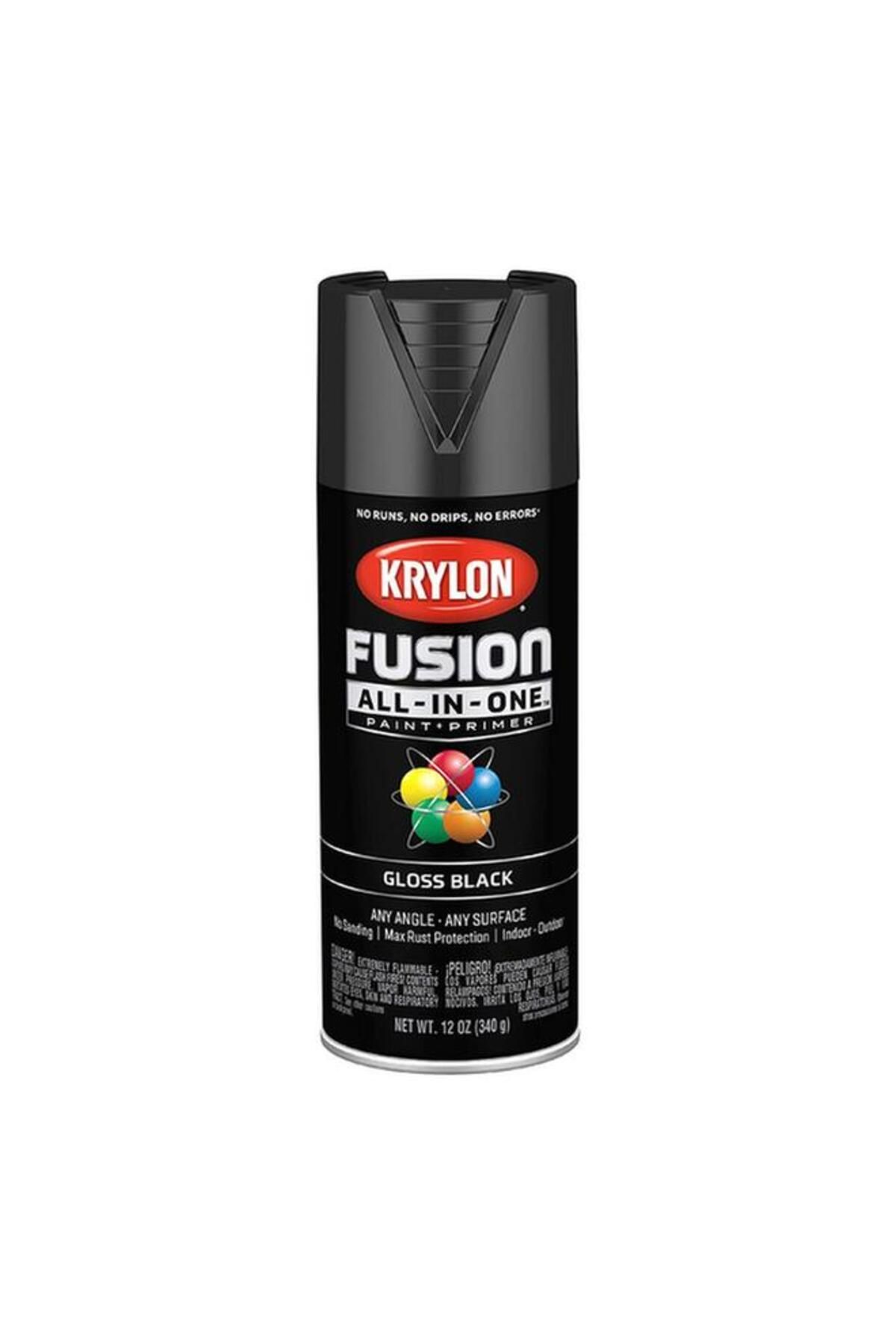 Generic-KRYLON Rust Resistant Fusion All-In-One Spray Paint and Primer Gloss Black 12oz K02702007 2