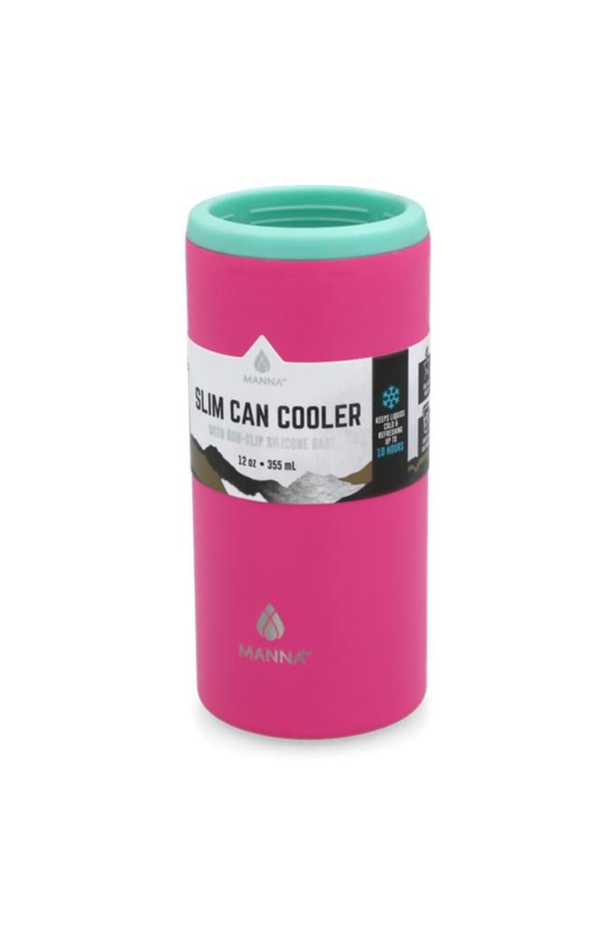 Generic-MANNA Durable Design Slim Can Cooler Tumbler with Non-Slip Silicone Base Magenta and Green 355ml 3