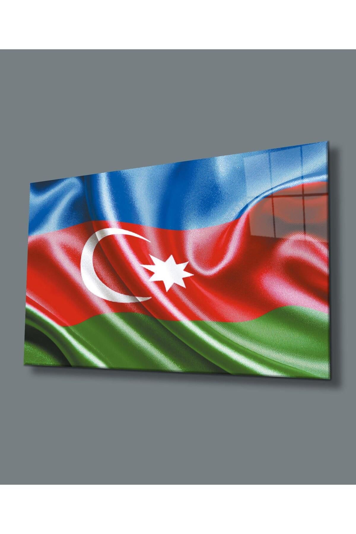 idealizbiz Azerbaycan Bayrağı Cam Tablo 4mm Dayanıklı Temperli Cam,Azerbaijan Flag Glass Wall Art