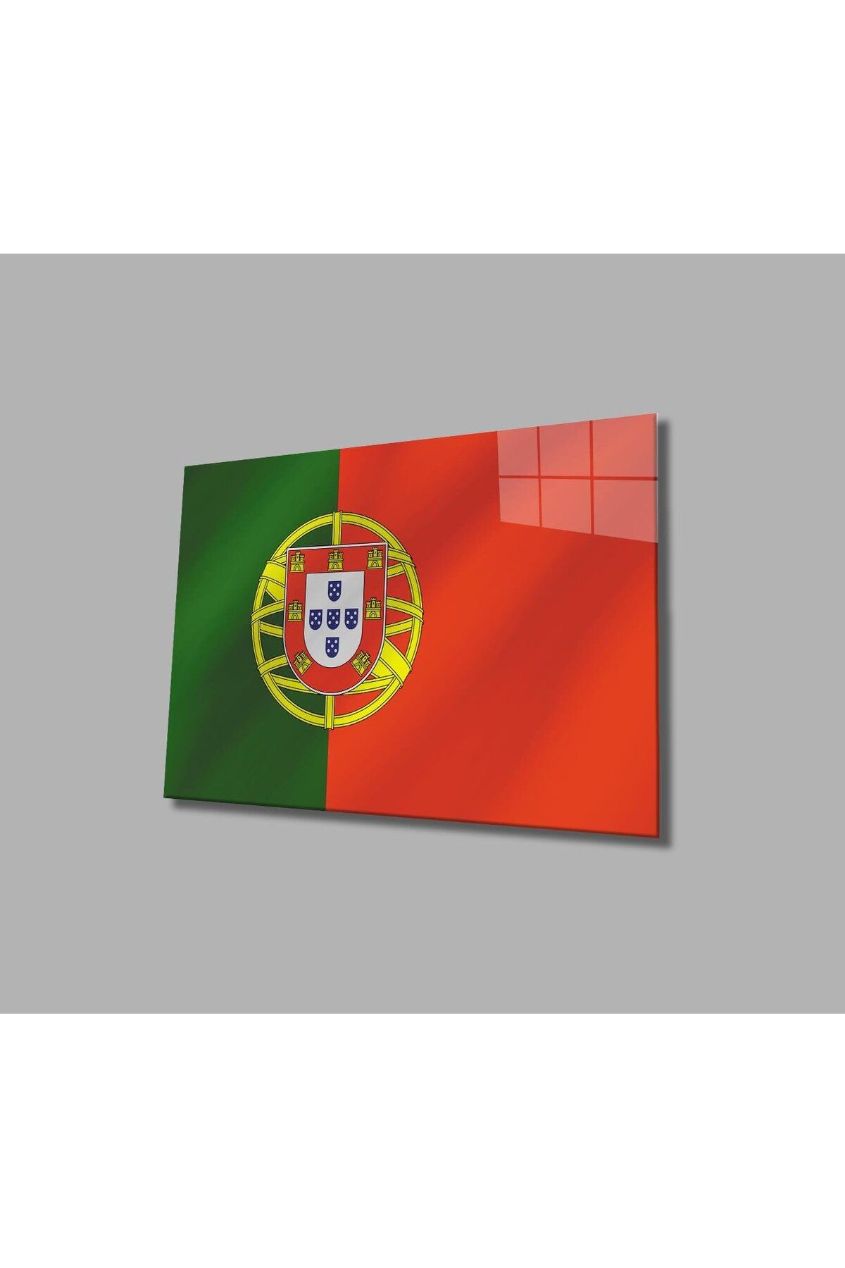 idealizbiz Portekiz Bayrağı Cam Tablo 4mm Dayanıklı Temperli Cam, Portugal Flag Glass Wall Art