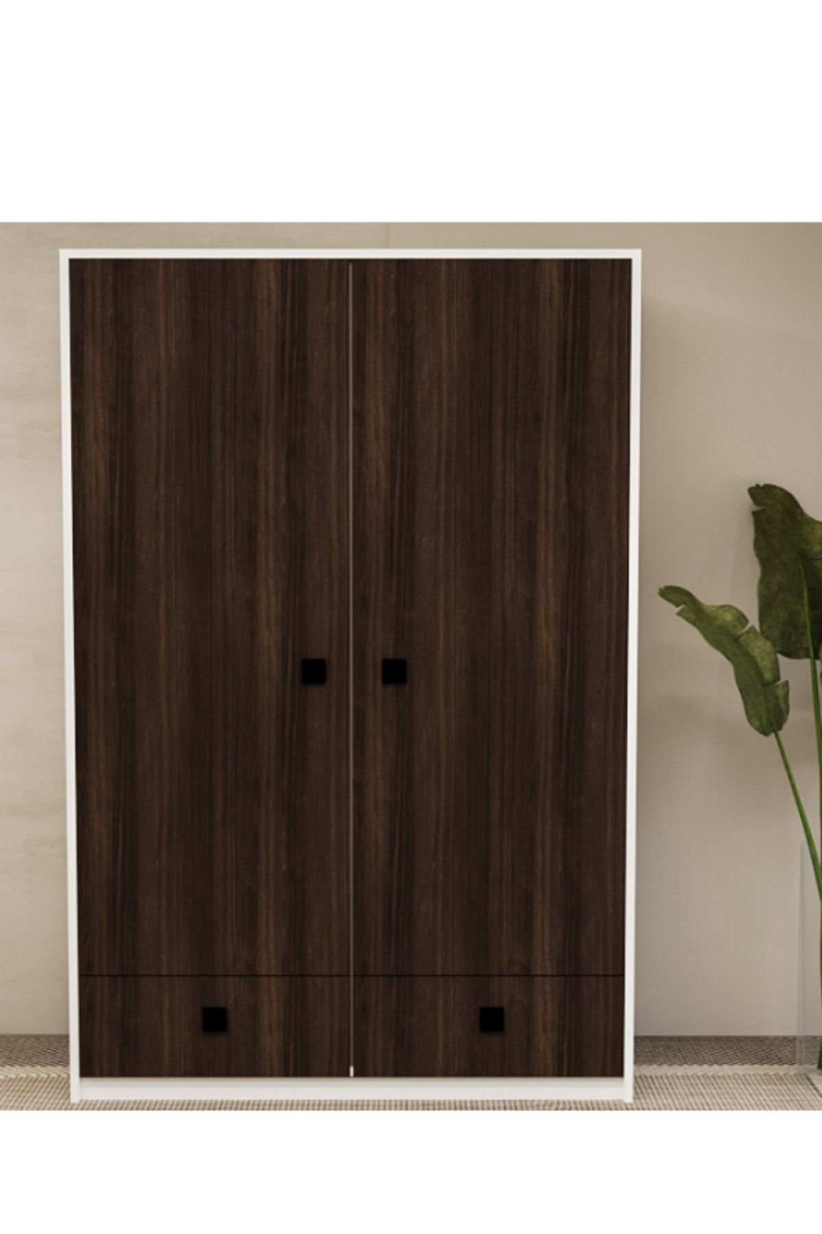 Nitro Furniture Niel 2 Kapaklı Çok Amaçlı Gardırop 120 cm – Ceviz/Beyaz veya Antrasit NL120