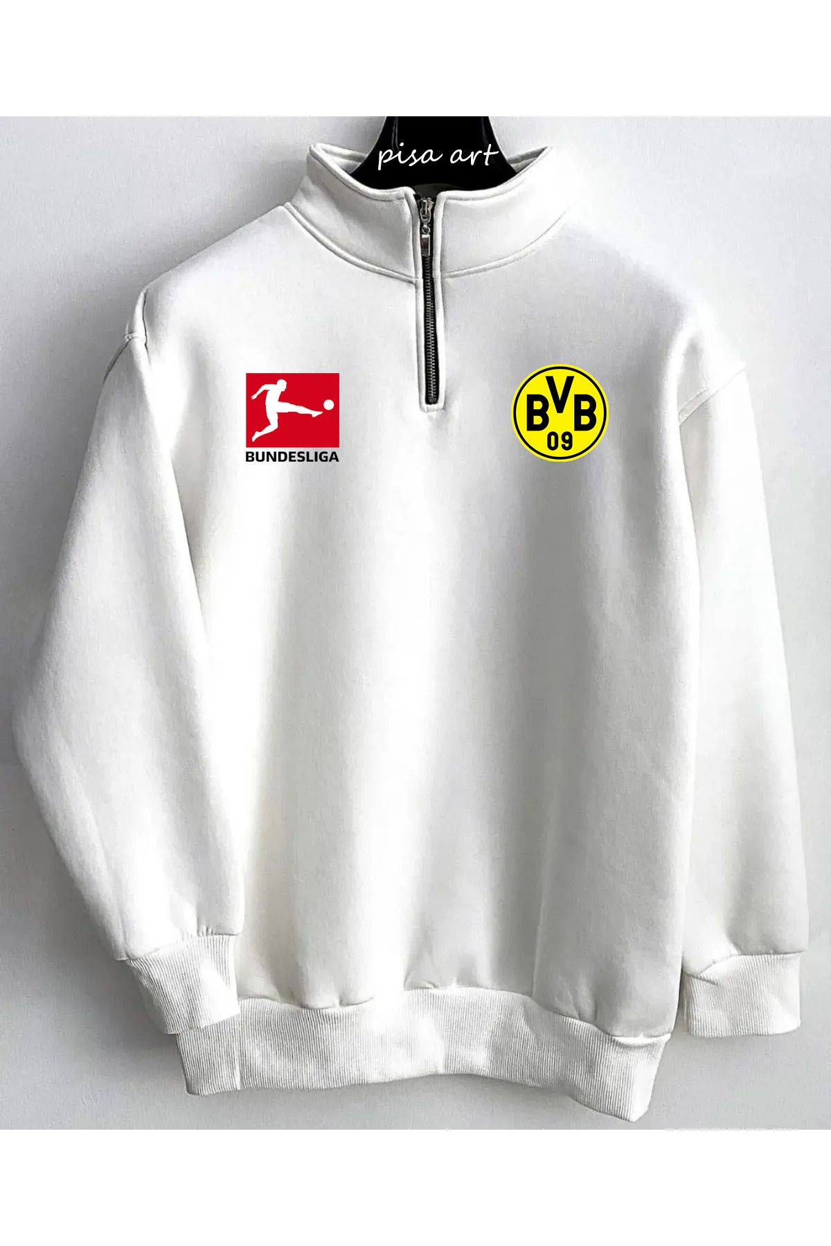 Pisa Art BVB Dortmund X Bundesliga Özel Tasarım Yarım Fermuarlı Sweatshirt