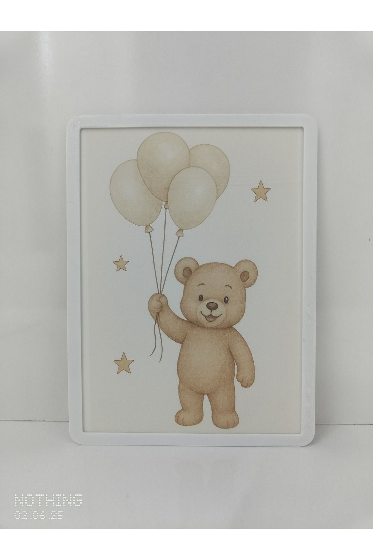 ni decor Rüya Ayıcıklar Bebek Odası Tablo Tekli Teddy Bear 15 x 20cm - Beyaz Çerçeve