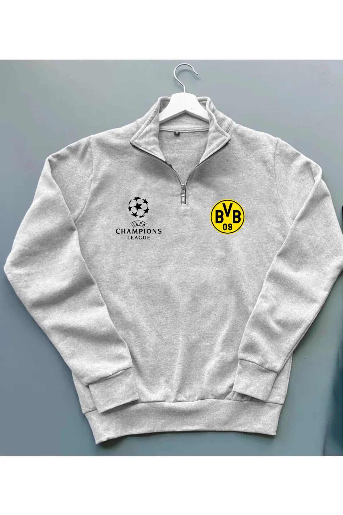 Pisa Art CHAMPİONS LEAGUE DORTMUND SARI DUVAR DİK YAKA SWEATSHİRT UNİSEX ÖZEL TASARIM