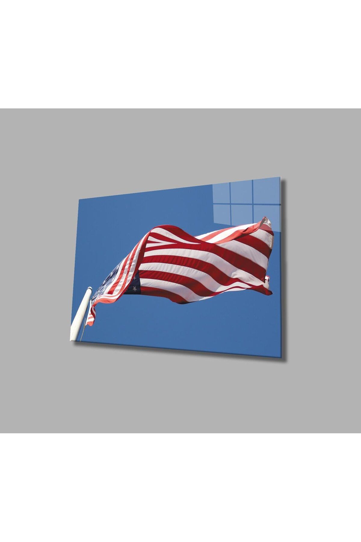 idealizbiz Dalgalanan Amerika Bayrağı Cam Tablo 4mm Dayanıklı Temperli Cam, Waving American Flag Glass Wall Ar