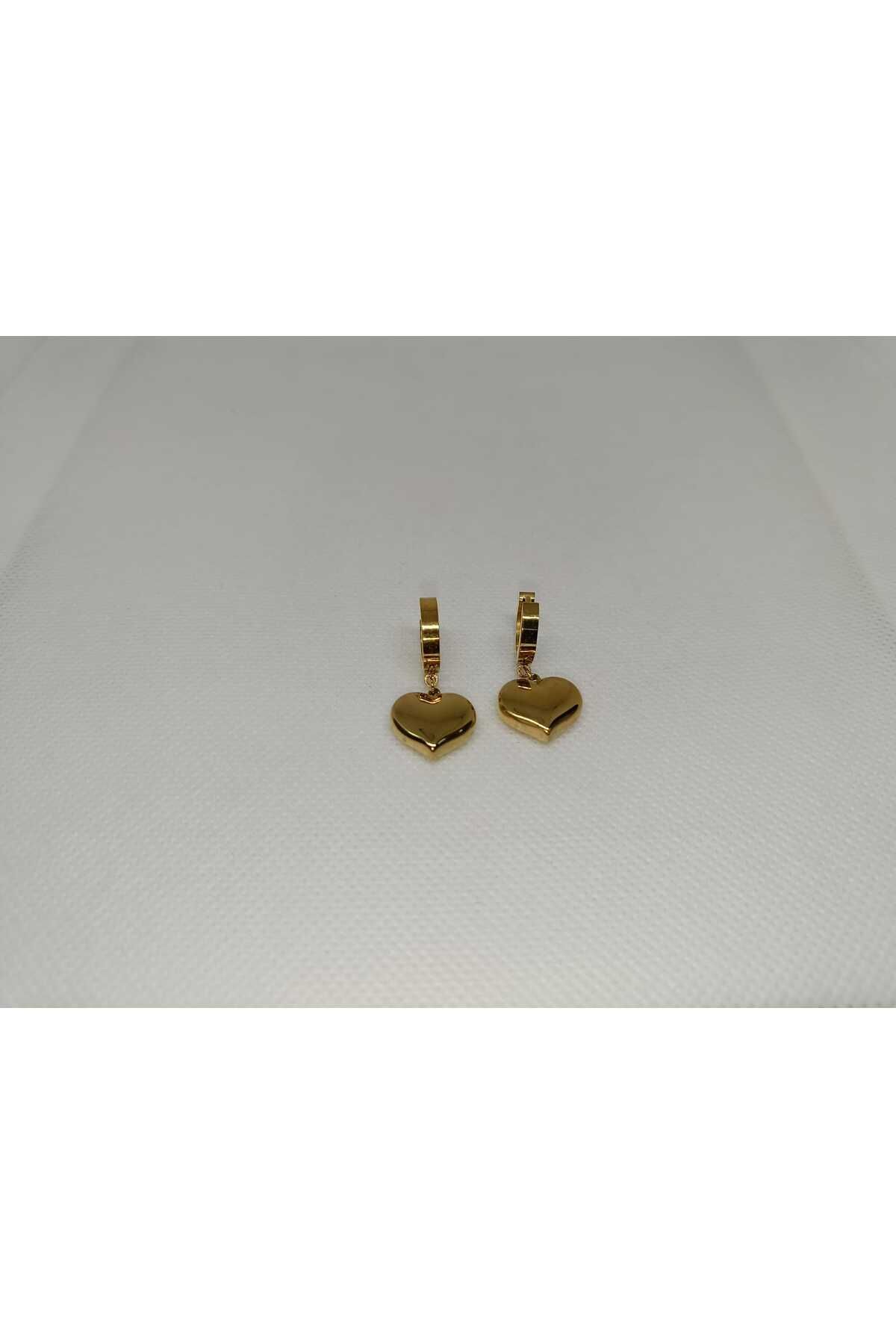 Store 315L Kalp Temalı Paslanmaz Çelik Gold Küpe