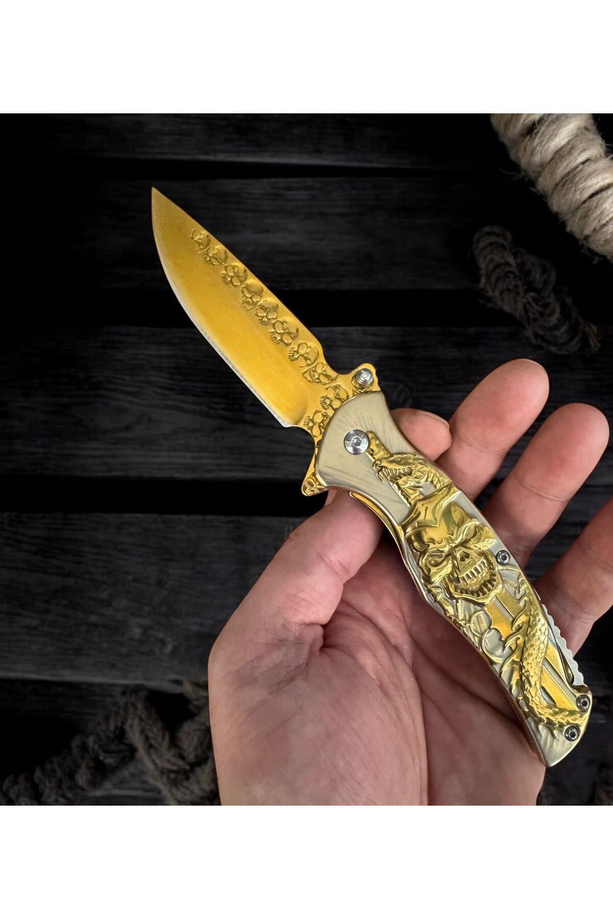 hafız ömer efendi değişmeyen kalite 1829 Gold Kuru Kafa Çelik Çakı