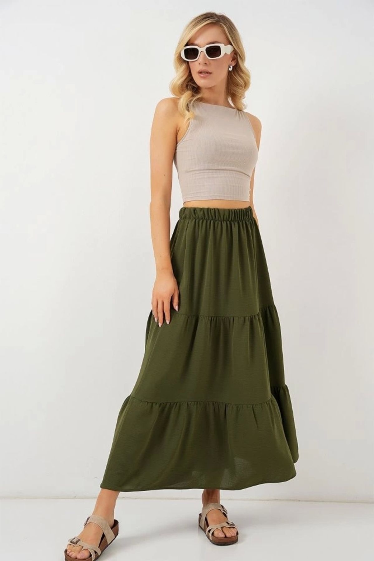 Butik Ayrobin Uzun Etek 8048 - Haki