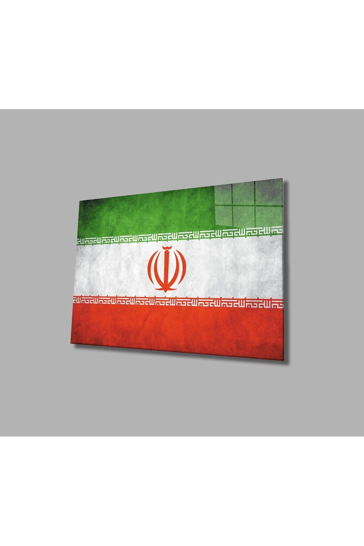 idealizbiz İran Cam Tablo 4mm Dayanıklı Temperli Cam, Iran Flag Glass Wall Art