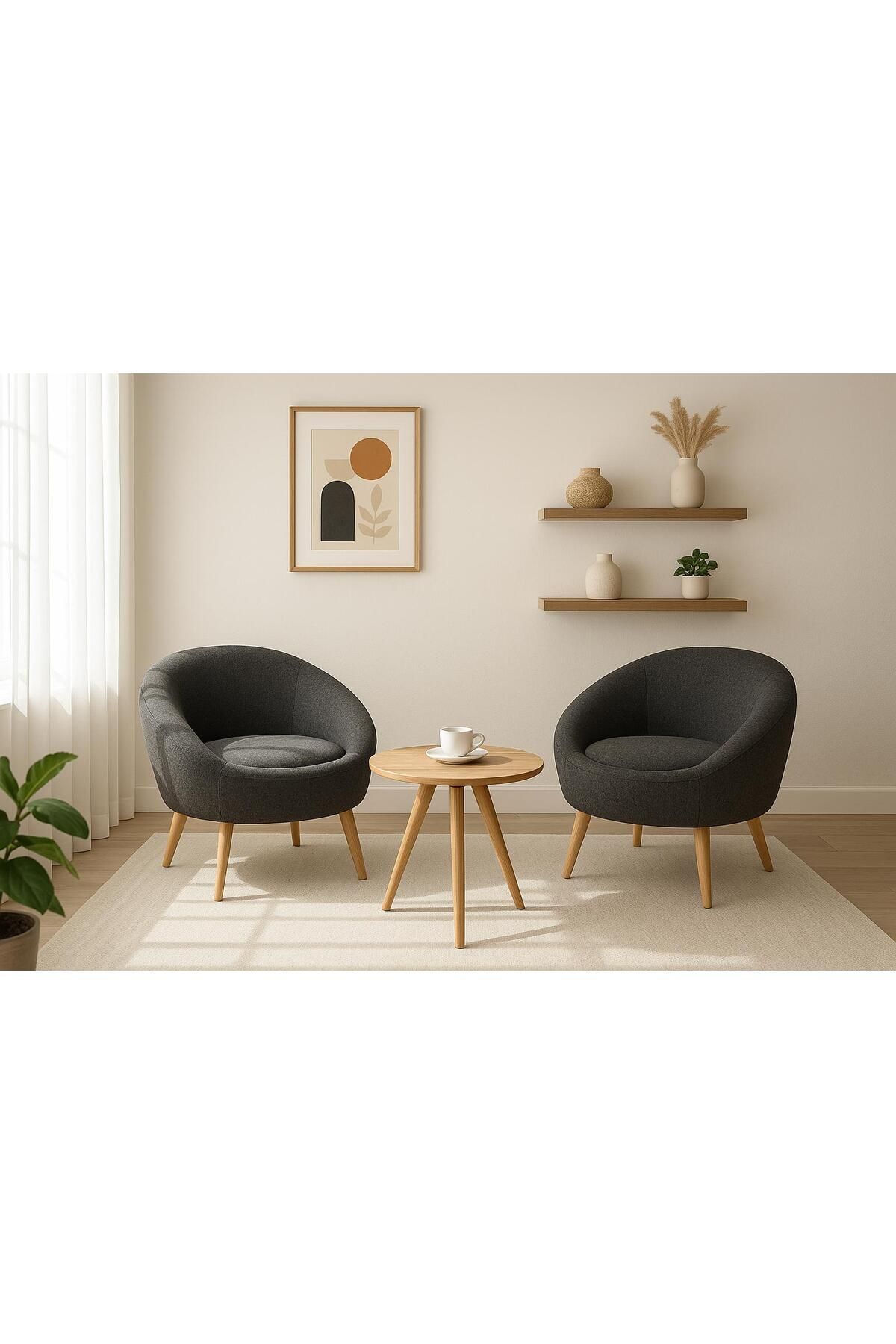 KOKİ DESİGN Çay Seti İkili Koltuk Berjer (Salon,Balkon,Ofis) - ZİGON SEHPA HEDİYELİ