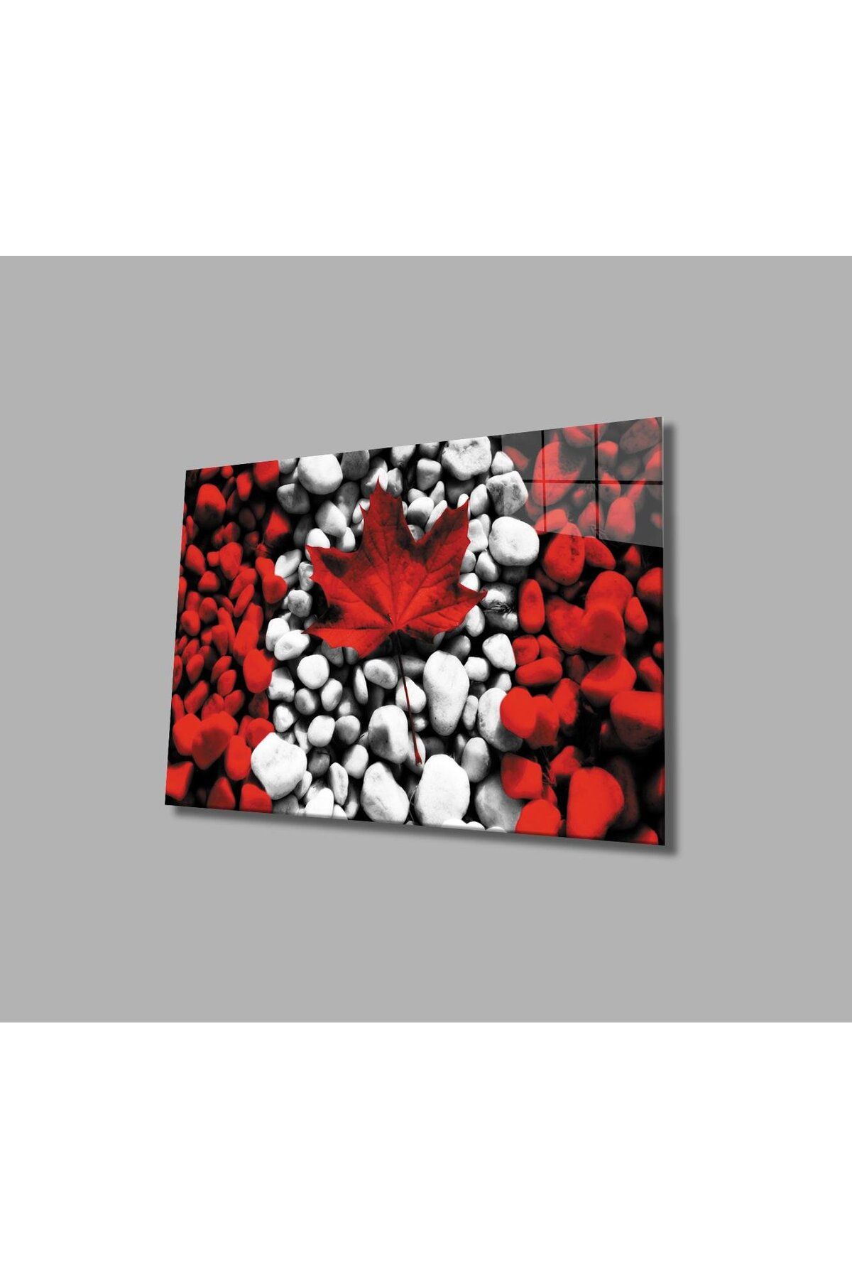 idealizbiz Kanada Bayrağı Cam Tablo 4mm Dayanıklı Temperli Cam, Canadian Flag Glass Wall Art