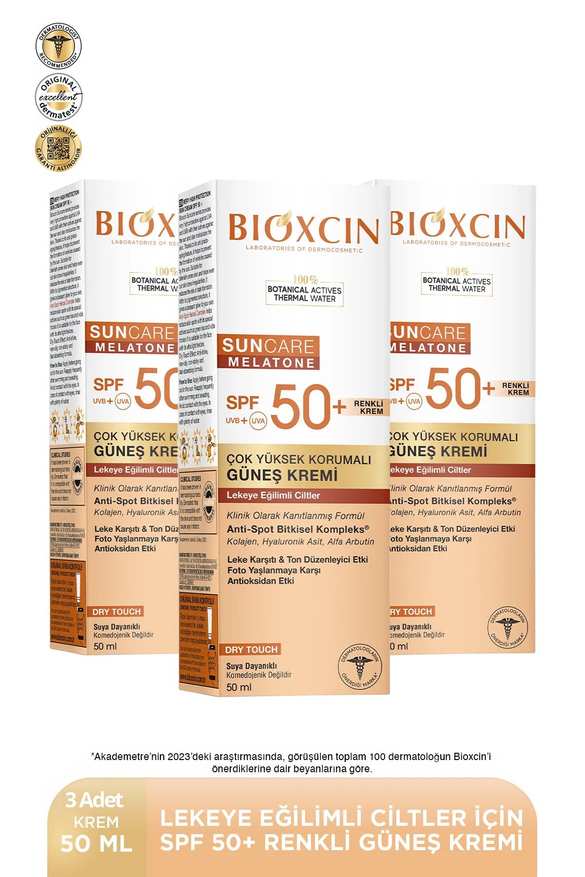Bioxcin Sun Care Lekeye Eğilimli Ciltler Için Spf50 Güneş Kremi 50 ml - Renkli 3 adet