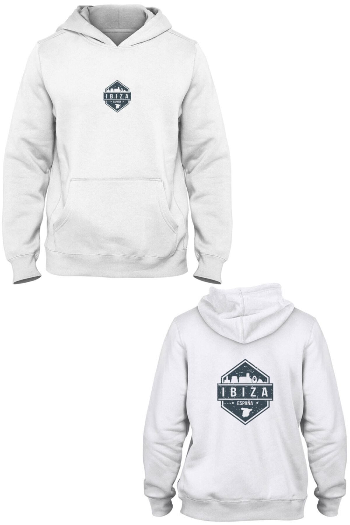 Pisa Art Ibiza Ön Arka Baskılı Kanguru Cepli Kapüşonlu Sweatshirt Bll2250