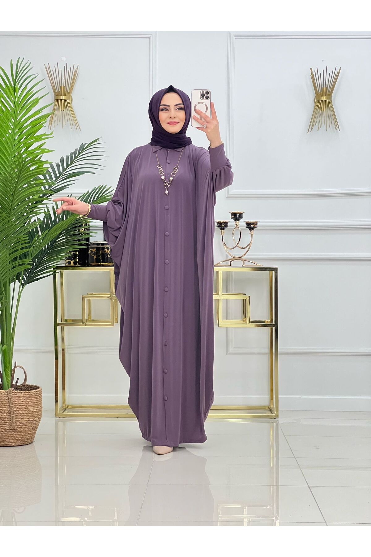NİSUM MODA YARASA KOL DÜĞMELİ FERACE