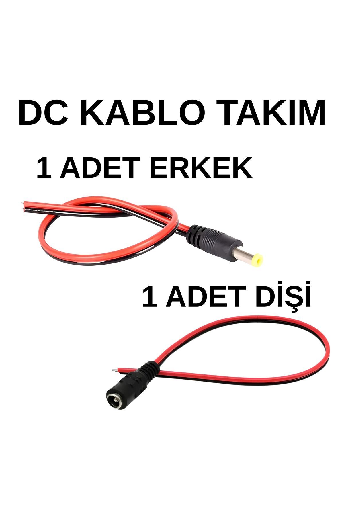 SpeedUF 5.5x2.1 mm DC Adaptör Kablosu Takımı 20 cm - 1 Erkek + 1 Dişi, 12V LED & Kamera Uyumlu