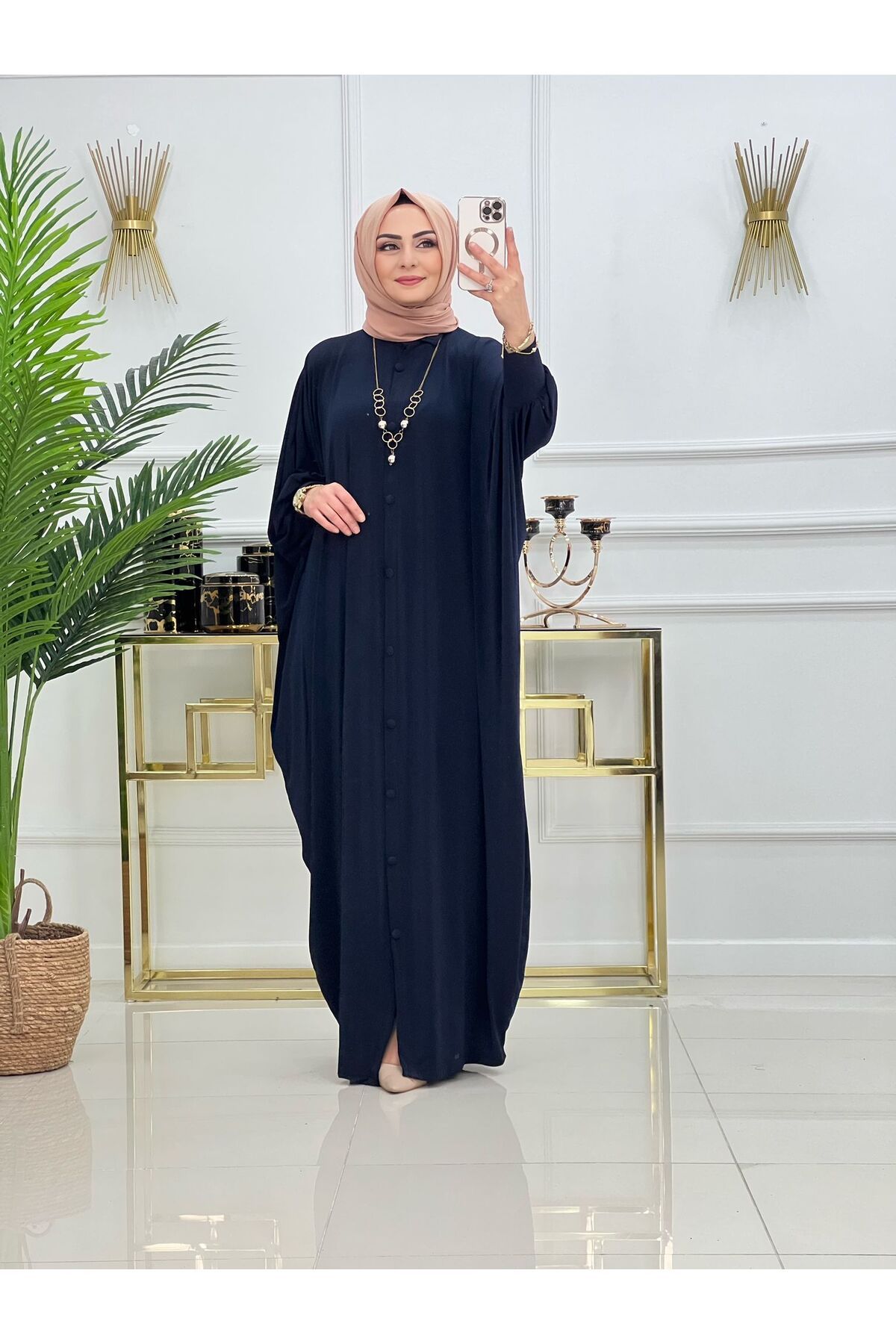 NİSUM MODA YARASA KOL DÜĞMELİ FERACE