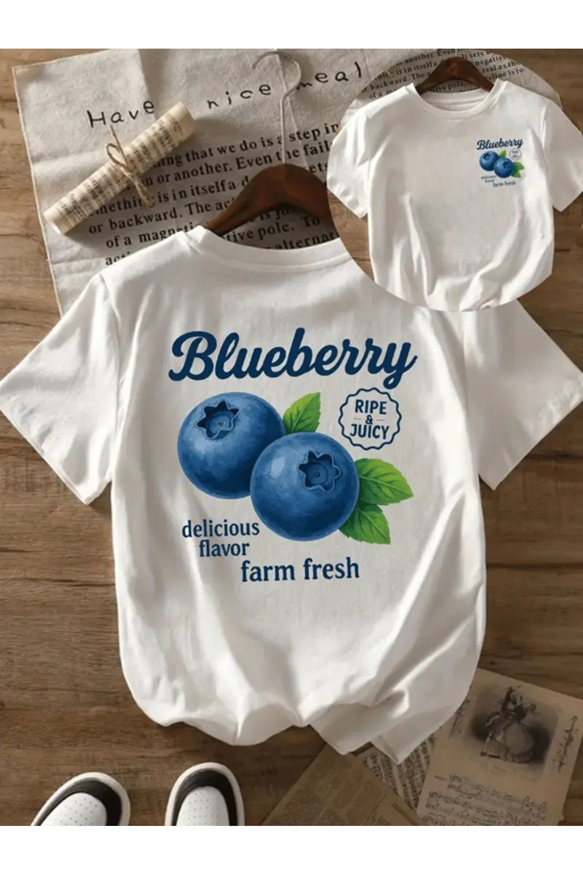 Touz Moda Blueberry Baskılı Unisex Oversize T-shirt