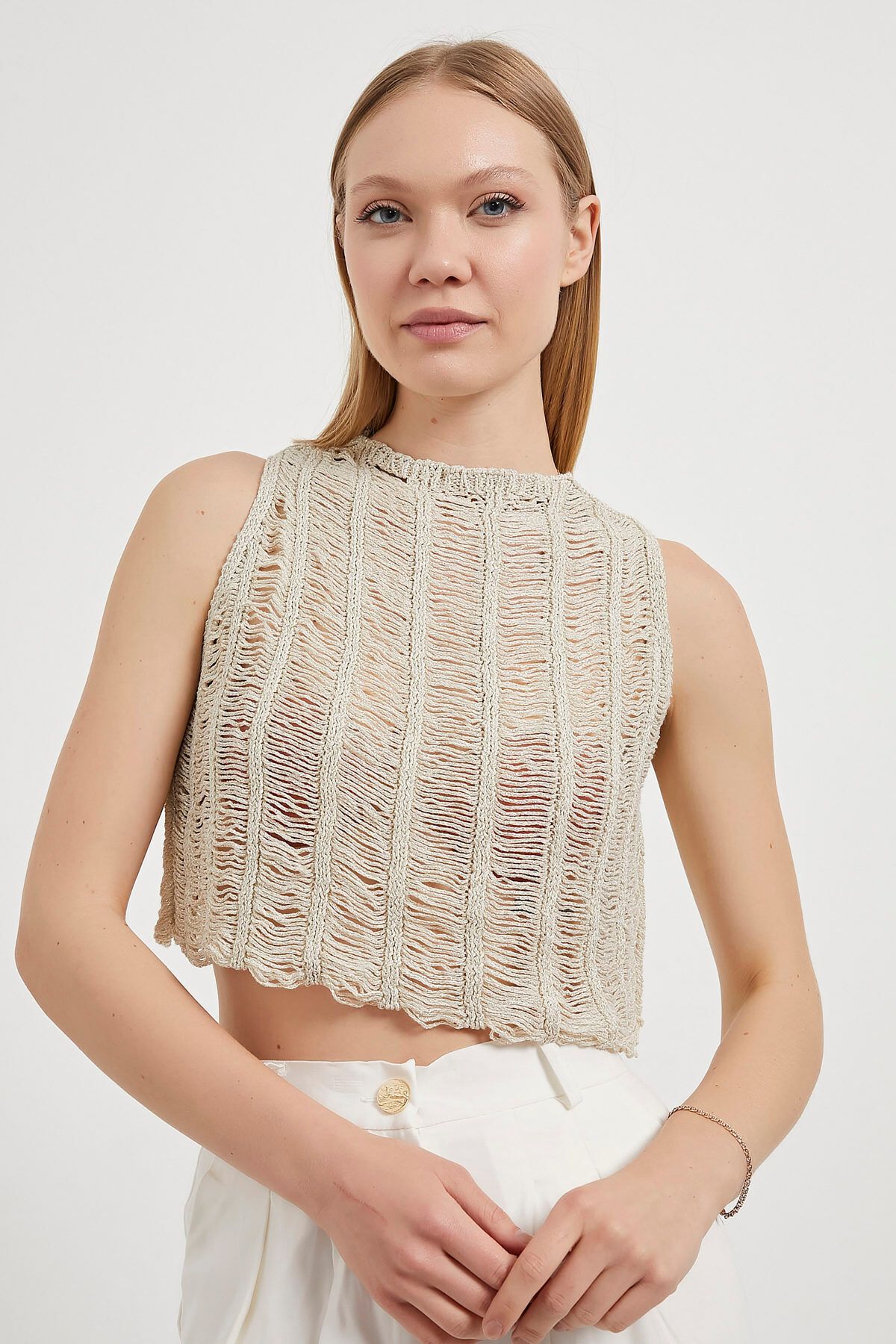 Arma Life ARMALIFE 2800 SİMLİ CROP KADIN TRİKO BLUZ