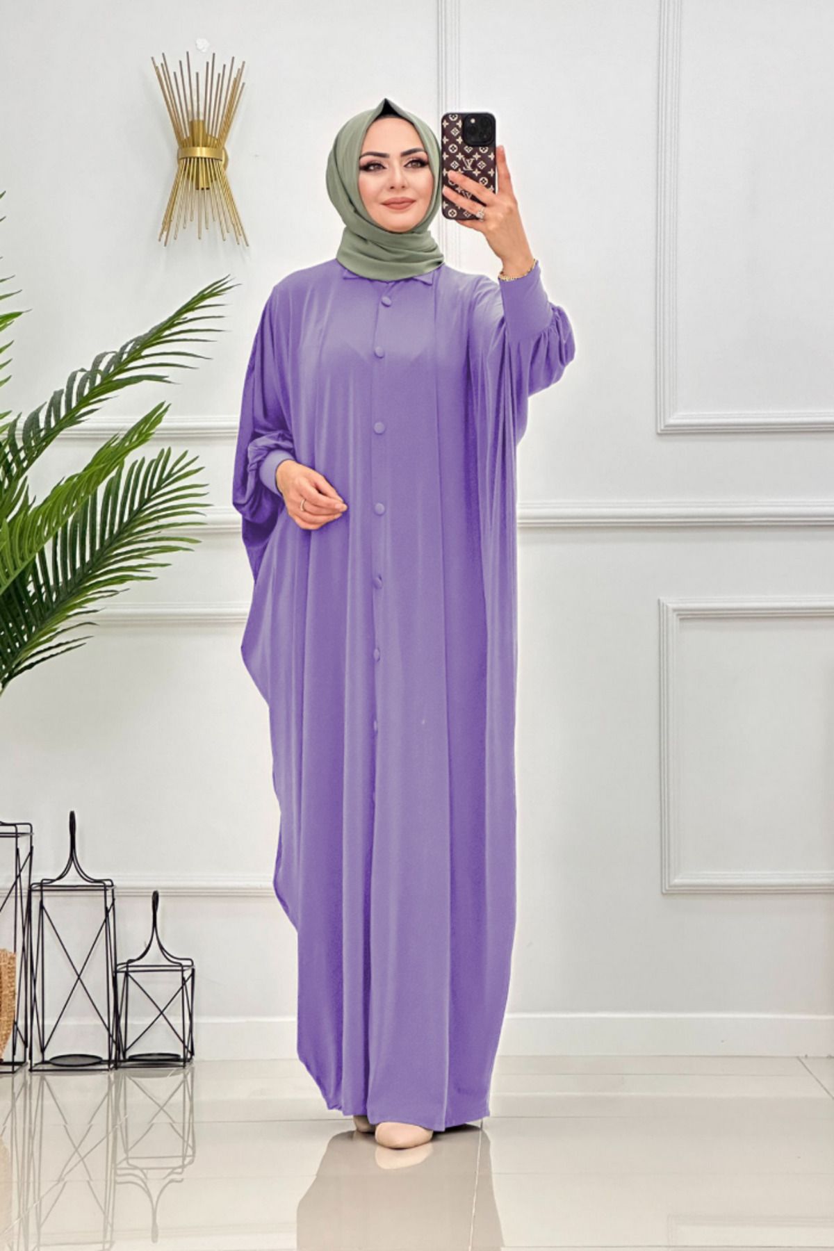 NİSUM MODA YARASA KOL DÜĞMELİ FERACE