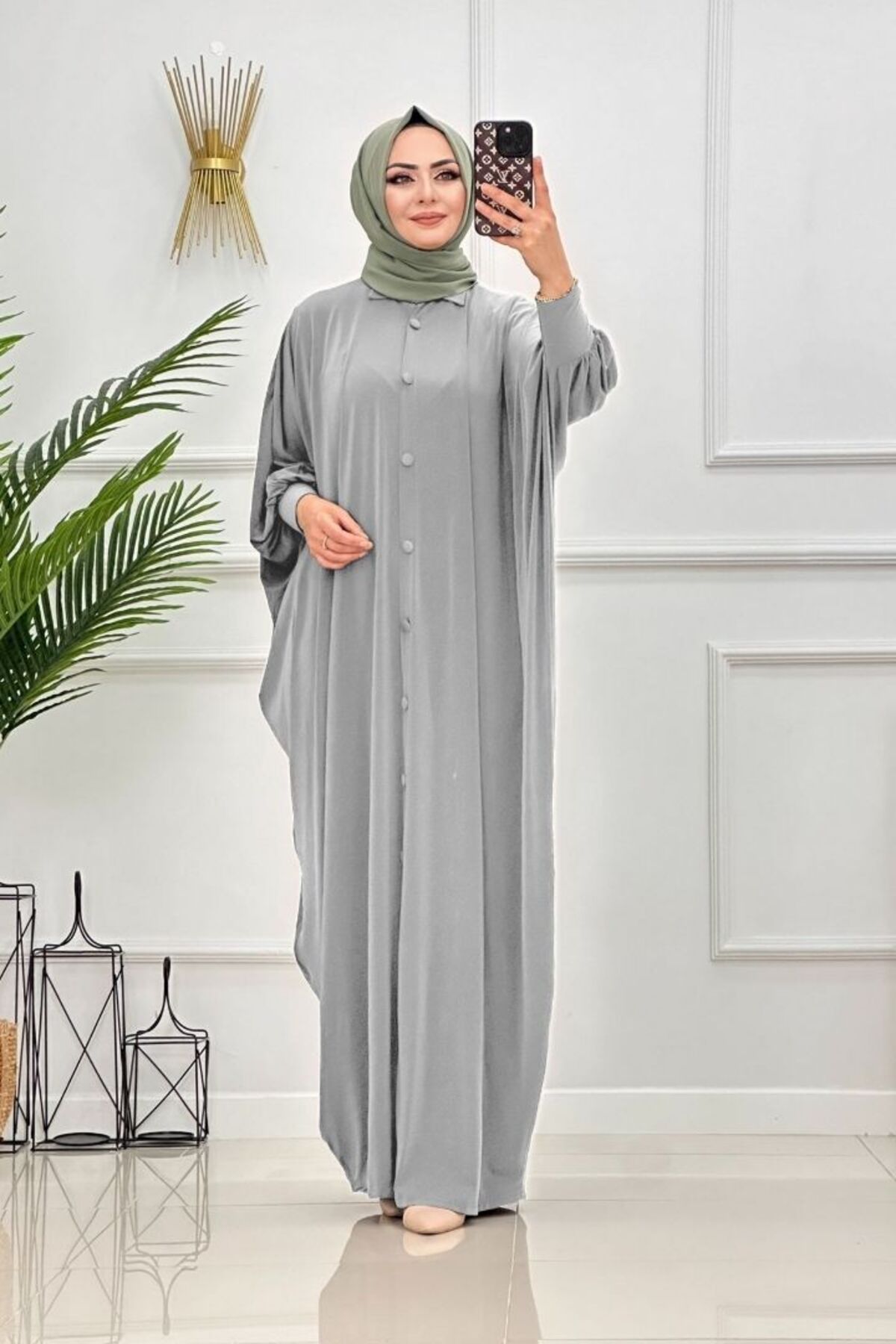 NİSUM MODA YARASA KOL DÜĞMELİ FERACE