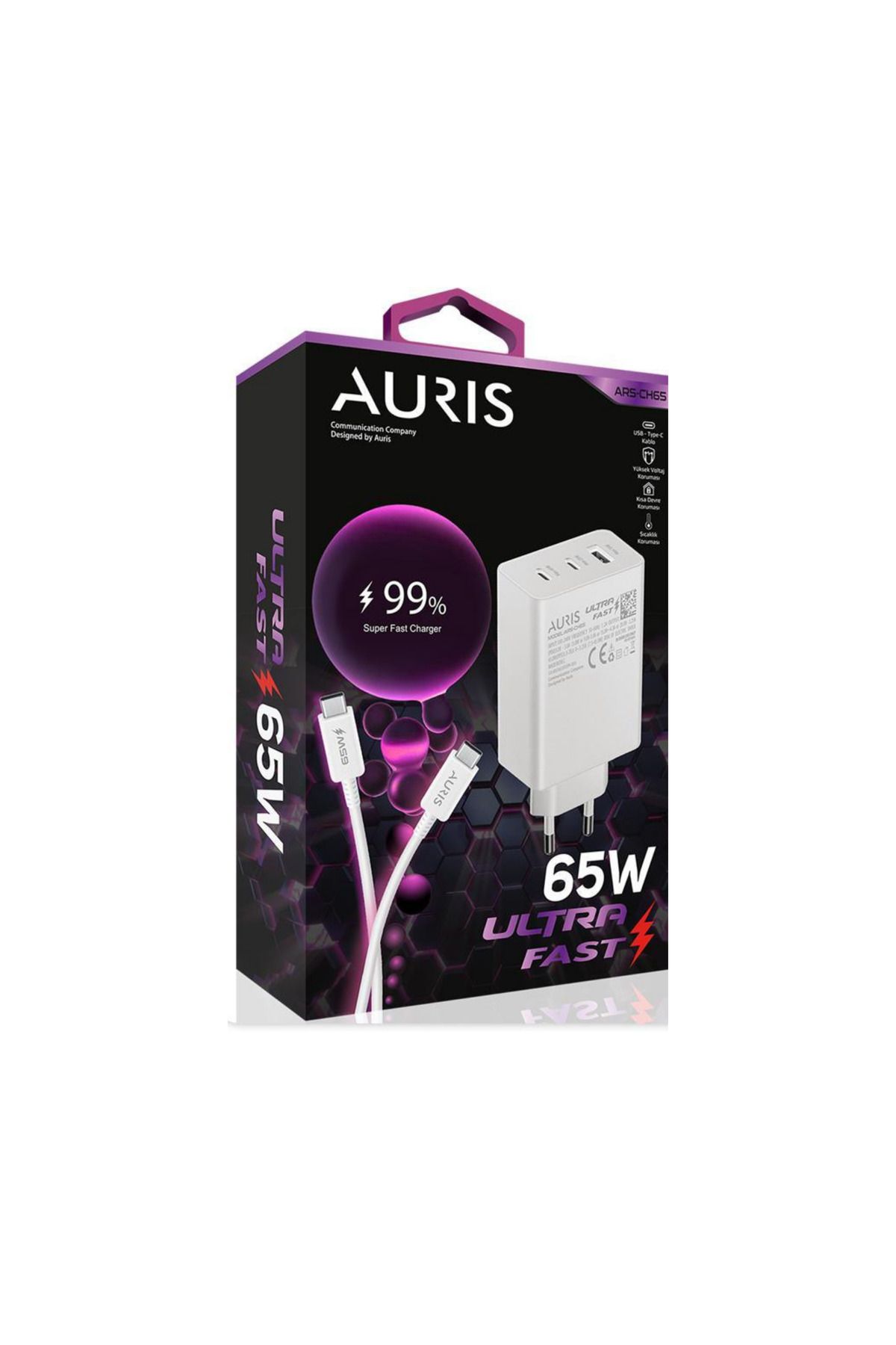 Auris CH65 65W 3 ÇIKIŞLI ULTRA FAST TYPE-C SET