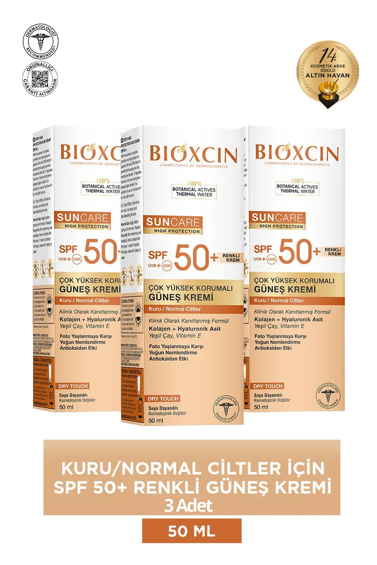 Bioxcin Sun Care Kuru Ciltler Için Güneş Kremi Spf 50 50 ml - Renkli 3 adet