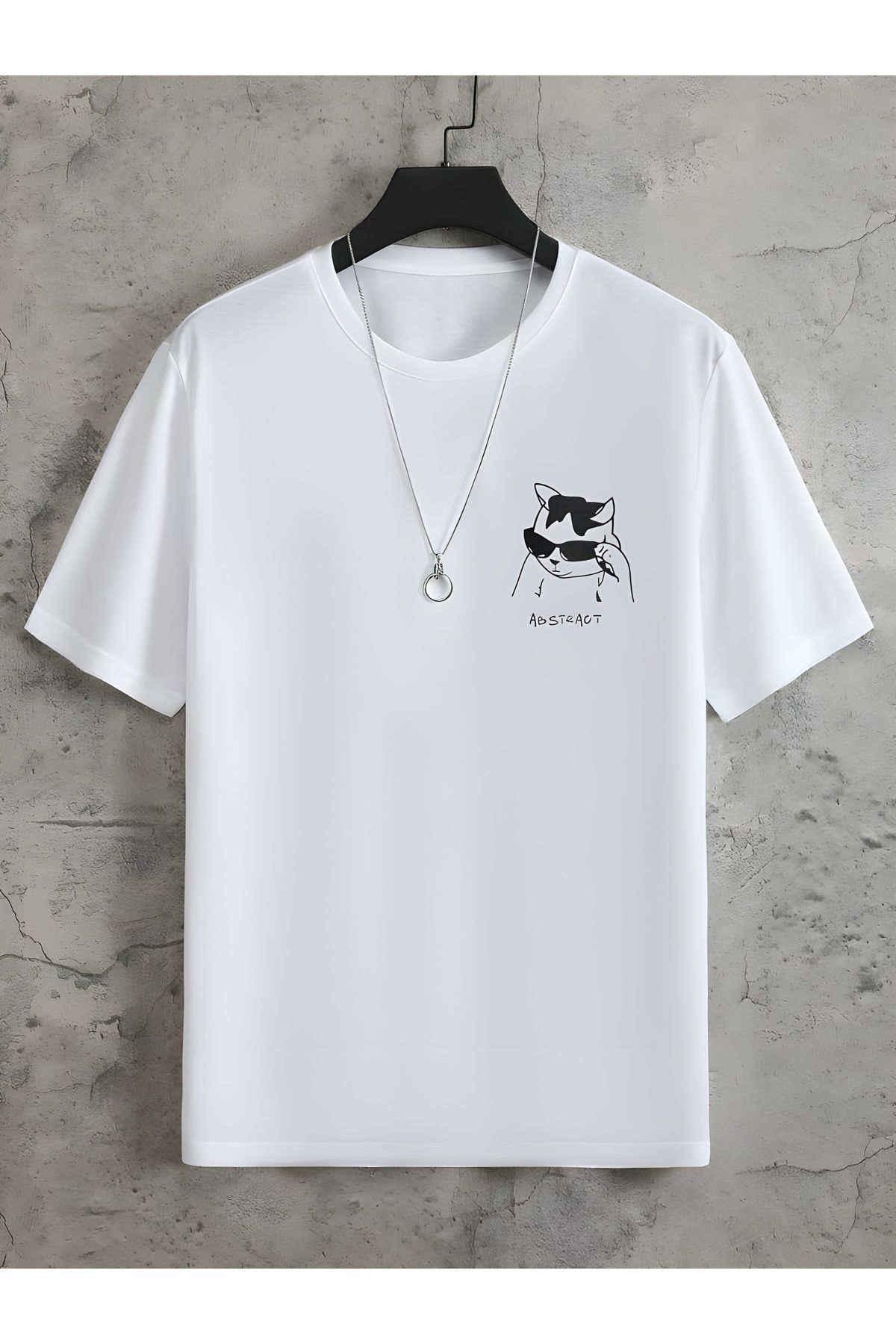 aynewmoda Büyük Beden Kayık Yaka (cat) Baskılı Oversize %100 Pamuk T-shirt